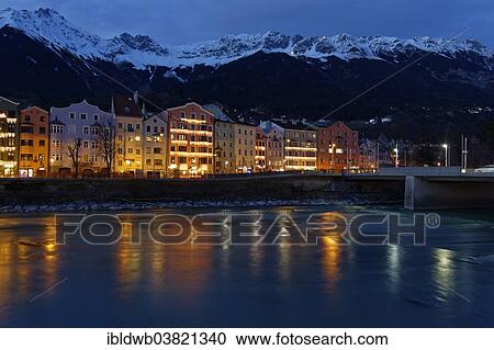 "Buildings on the Inn River at dusk, Mariahilfer Strasse street with the Karwendel range, Maria Hilf, Innsbruck, Tyrol, Austria, Europe" View Large Photo Image Stock Image - "Buildings on the Inn River at dusk, Mariahilfer Strasse street with the Karwendel range, Maria Hilf, Innsbruck, Tyrol, Austria, Europe". Fotosearch