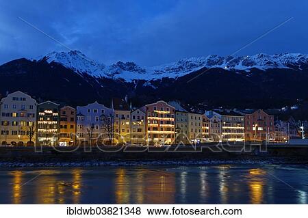 "Buildings on the Inn River at dusk, Mariahilfer Strasse street with the Karwendel range, Maria Hilf, Innsbruck, Tyrol, Austria, Europe" View Large Photo Image Stock Photo - "Buildings on the Inn River at dusk, Mariahilfer Strasse street with the Karwendel range, Maria Hilf, Innsbruck, Tyrol, Austria, Europe". Fotosearch