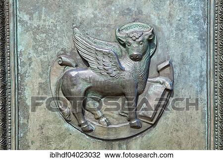 "Bull with wings, symbol of the evangelist Luke, entrance portal, mausoleum, Buckeburg castle, Buckeburg, Lower Saxony, Germany, Europe" View Large Photo Image Stock Image - "Bull with wings, symbol of the evangelist Luke, entrance portal, mausoleum, Buckeburg castle, Buckeburg, Lower Saxony, Germany, Europe". Fotosearch