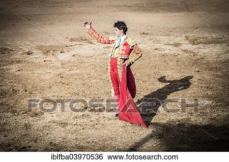 Stock Photograph - "Bullfighter greeting in the bullring, bullfighting, El Barco de Avila, Avila, Spain, Europe". Fotosearch