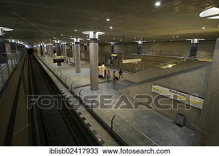Stock Image - Bundestag underground railway station of the new Kanzler-U-Bahn U55, Berlin, Germany, Europe. Fotosearch