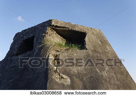 Stock Photo - "Bunker with loop-hole or slit, from the 2nd World War, Uerdingen, Krefeld, North Rhine-Westphalia, Germany, Europe". Fotosearch