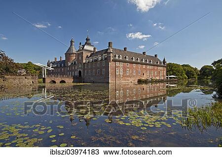 Stock Image - "Burg Anholt moated castle, Isselburg, Munsterland, North Rhine-Westphalia, Germany, Europe". Fotosearch