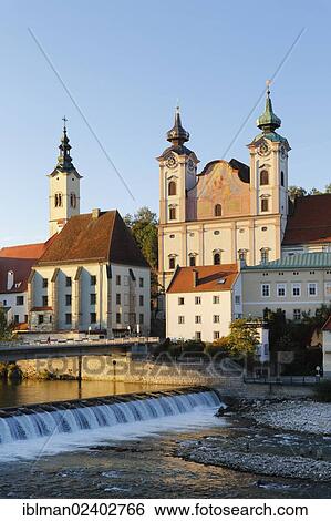 Burgerspital Hospital Michaelerkirche Or St Michael S Church Steyr River Steyr Traunviertel Area Upper Austria Austria Europe Publicground Europe Stock Photograph Iblman02402766 Fotosearch