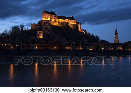 "Burghausen Castle at dusk, Burghausen, Upper Bavaria, Bavaria, Germany, Europe" View Large Photo Image Stock Image - "Burghausen Castle at dusk, Burghausen, Upper Bavaria, Bavaria, Germany, Europe". Fotosearch