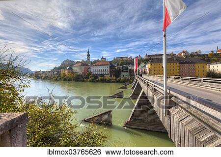 Stock Photograph - "Burghausen on the Salzach River, historic town centre, Burghausen, Upper Bavaria, Bavaria, Germany, Europe". Fotosearch