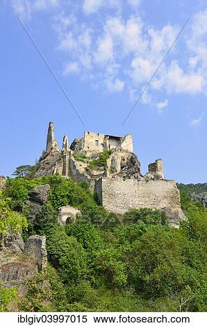 Stock Photography - "Burgruine Durnstein castle ruin, Durnstein, Wachau, Lower Austria, Austria, Europe". Fotosearch
