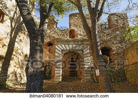 Stock Image - "Burgruine Landsee castle ruins, Landseer Berge nature park, Oberpullendorf District, Burgenland, Austria, Europe". Fotosearch