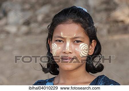 "Burmese girl with Thanaka paste in the face, portrait, Myanamr" View Large Photo Image Stock Photo - "Burmese girl with Thanaka paste in the face, portrait, Myanamr". Fotosearch