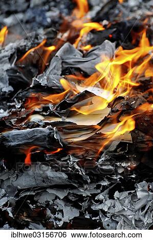 Stock Photograph - "Burning paper, files, Hamburg, Hamburg, Hamburg, Germany, Europe". Fotosearch