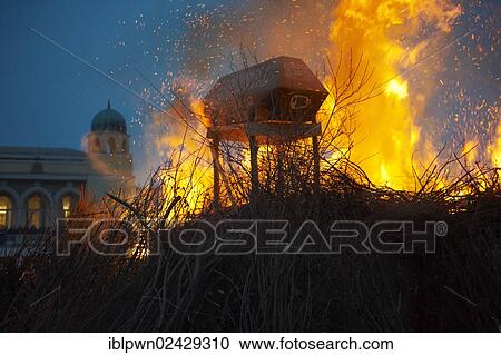 "Burning """"Winter"""" at the end of the Tuesday procession of the Busojaras Spring festival, Mohacs, Hungary, Europe" View Large Photo Image Stock Image - "Burning """"Winter"""" at the end of the Tuesday procession of the Busojaras Spring festival, Mohacs, Hungary, Europe". Fotosearch