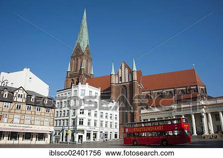"Bus on Marktplatz square, Schwerin Cathedral, Schwerin, Mecklenburg-Western Pomerania, Germany, Europe" View Large Photo Image Stock Photograph - "Bus on Marktplatz square, Schwerin Cathedral, Schwerin, Mecklenburg-Western Pomerania, Germany, Europe". Fotosearch