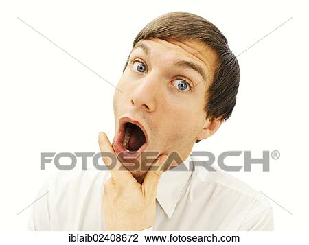 Stock Image - "Businessman with an amazed face, pensive, portrait". Fotosearch