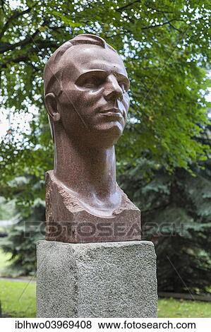 "Bust of """"Gagarin"""", Yuri Gagarin, the first cosmonaut in space, by N. Bondarenko, 1975, in the Sculpture Park, Kneiphof Island, Moskovskij rajon, Kaliningrad, Kaliningrad Oblast, Russia, Europe" View Large Photo Image Stock Photo - "Bust of """"Gagarin"""", Yuri Gagarin, the first cosmonaut in space, by N. Bondarenko, 1975, in the Sculpture Park, Kneiphof Island, Moskovskij rajon, Kaliningrad, Kaliningrad Oblast, Russia, Europe". Fotosearch