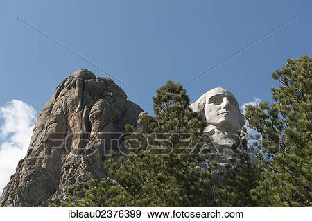 Stock Photo - "Busts of President George Washington carved in rock, Mount Rushmore National Memorial, near Rapid City, South Dakota, USA, United States of America, North America". Fotosearch