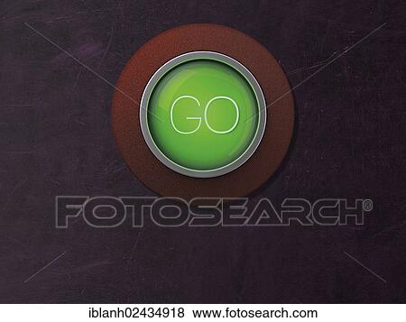 "Button, lettering """"Go""""" View Large Photo Image Stock Photo - "Button, lettering """"Go""""". Fotosearch