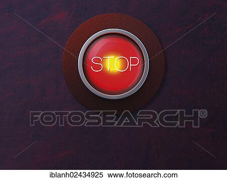 Stock Photography - "Button, lettering """"Stop""""". Fotosearch