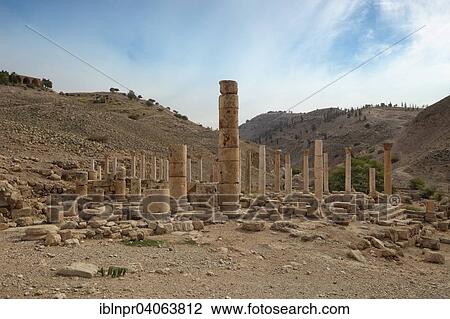Stock Image - "Byzantine Basilica, ancient ruins of Pella, also Tabaqat Fahl, Wadi Jirm el Moz, Jordan Valley, near Irbid, Jordan, Asia". Fotosearch