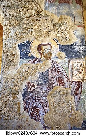 Picture - "Byzantine fresco of the church of Saint Nicolas, Mystras, UNESCO World Heritage Site, Sparta, Peloponnese, Greece, Europe". Fotosearch
