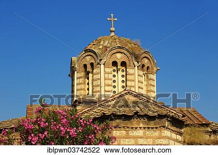 Stock Image - "Byzantine Greek Orthodox church in the ancient Agora, Athens, Greece, Europe". Fotosearch