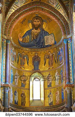 "Byzantine mosaic of Christ Pantocrator, Mary and the Apostles in the Duomo of Cefalu, Sicily, Italy, Europe" View Large Photo Image Stock Photograph - "Byzantine mosaic of Christ Pantocrator, Mary and the Apostles in the Duomo of Cefalu, Sicily, Italy, Europe". Fotosearch