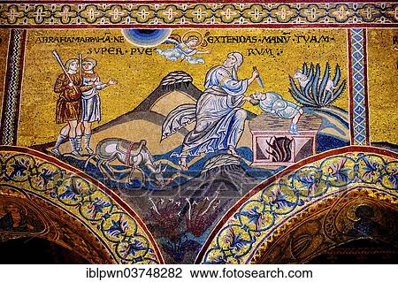 "Byzantine mosaics of the The Sacrifice of Isaac in the Monreale Cathedral, Palermo, Sicily, Italy, Europe" View Large Photo Image Stock Image - "Byzantine mosaics of the The Sacrifice of Isaac in the Monreale Cathedral, Palermo, Sicily, Italy, Europe". Fotosearch