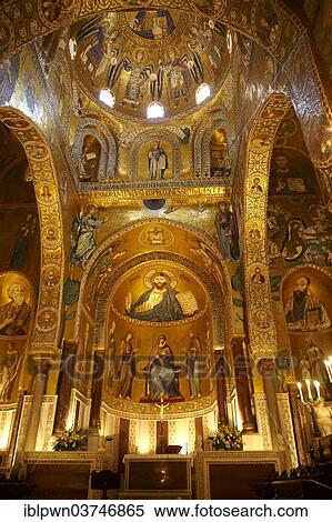 "Byzantine mosaics with Christ Pantocrator above the altar at the Palatine Chapel or Cappella Palatina, Palazzo Reale, Palermo, Sicily, Italy, Europe" View Large Photo Image Stock Photography - "Byzantine mosaics with Christ Pantocrator above the altar at the Palatine Chapel or Cappella Palatina, Palazzo Reale, Palermo, Sicily, Italy, Europe". Fotosearch