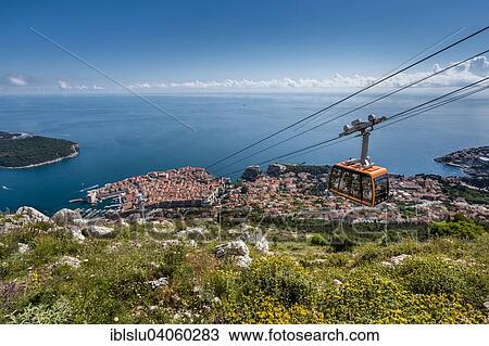 "Cable car from Mount Srd to the historic centre, Dubrovnik, Adriatic, Dalmatia, Croatia, Europe" View Large Photo Image Stock Image - "Cable car from Mount Srd to the historic centre, Dubrovnik, Adriatic, Dalmatia, Croatia, Europe". Fotosearch