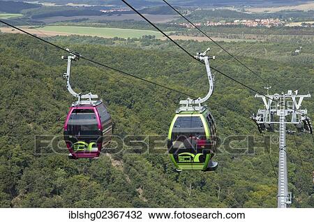 Stock Image - "Cable car to Hexentanzplatz plateau, Witches' Dance Floor, Thale, Harz, Saxony-Anhalt, Germany, Europe". Fotosearch