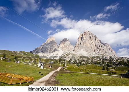 "Cable cars to Demetz Hut on the Langkofel Notch, looking towards Langkofel Mountain and Five Fingers Mountain, Dolomites, Alto Adige, Italy, Europe" View Large Photo Image Stock Image - "Cable cars to Demetz Hut on the Langkofel Notch, looking towards Langkofel Mountain and Five Fingers Mountain, Dolomites, Alto Adige, Italy, Europe". Fotosearch