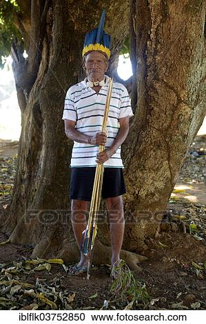 "Cacique of the Xavante people, indigenous tribe, with the headdress of a chief, armed with bow and arrow, Primavera do Leste, Mato Grosso, Brazil, South America" View Large Photo Image Stock Image - "Cacique of the Xavante people, indigenous tribe, with the headdress of a chief, armed with bow and arrow, Primavera do Leste, Mato Grosso, Brazil, South America". Fotosearch