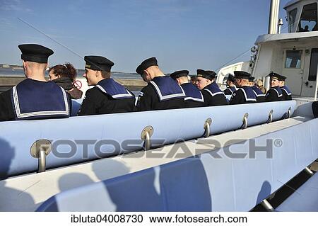 Stock Image - "Cadets on the ferry, Helsinki, Finland, Europe". Fotosearch