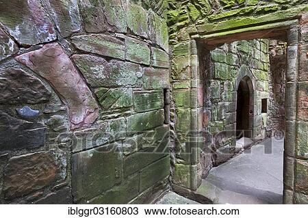 Stock Image - "Caerlaverock Castle, courtyard, Dumfries, Dumfries and Galloway, Scotland, United Kingdom, Europe". Fotosearch