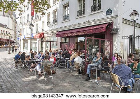 Stock Photo - "Cafe Au Petit Montmartre on Place des Abbesses square, Paris, Frankreich, Europa, Ile-de-France, France, Europe". Fotosearch
