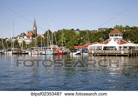 "Cafe, Bellevue restaurant and marina in Flensburg, Schleswig-Holstein, Germany, Europe" View Large Photo Image Stock Photo - "Cafe, Bellevue restaurant and marina in Flensburg, Schleswig-Holstein, Germany, Europe". Fotosearch