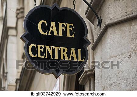 Stock Photo - "Cafe Central, sign, Innere Stadt, Vienna, Vienna State, Austria, Europe". Fotosearch