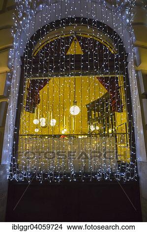 Picture - "Cafe Griensteidl with Christmas lights, Michaelerplatz sqaure, Innere Stadt district, Vienna, Austria, Europe". Fotosearch