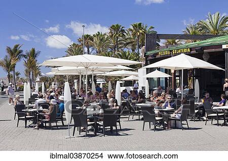 "Cafe on the Boulevard Faro, Maspalomas, Gran Canaria, Canary Islands, Spain, Europe" View Large Photo Image Picture - "Cafe on the Boulevard Faro, Maspalomas, Gran Canaria, Canary Islands, Spain, Europe". Fotosearch