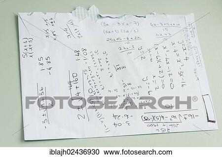 Stock Image - Calculations on the back of an envelope. Fotosearch