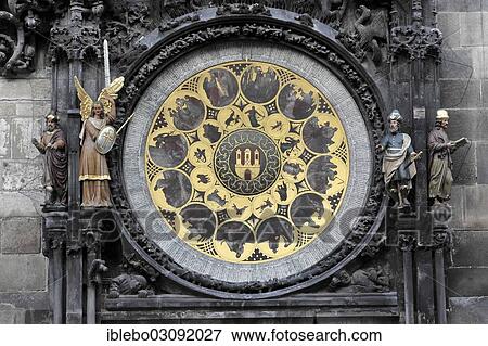 "Calendar disc of the Astronomical Clock on Town Hall Tower, Old Town Square, historic center, Prague, Czech Republic, Europe" View Large Photo Image Stock Photo - "Calendar disc of the Astronomical Clock on Town Hall Tower, Old Town Square, historic center, Prague, Czech Republic, Europe". Fotosearch
