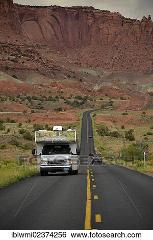 "Camper van driving on the U. S. Highway 24, Waterpocket Fold, Capitol Reef National Park, Utah, Southwestern USA" View Large Photo Image Stock Photograph - "Camper van driving on the U. S. Highway 24, Waterpocket Fold, Capitol Reef National Park, Utah, Southwestern USA". Fotosearch