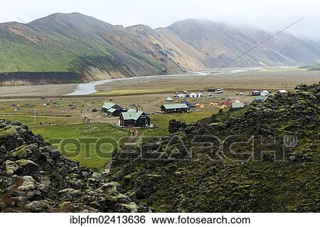 Camping ground, Landmannalaugar, Iceland, Europe View Large Photo Image Stock Photograph - Camping ground, Landmannalaugar, Iceland, Europe. Fotosearch