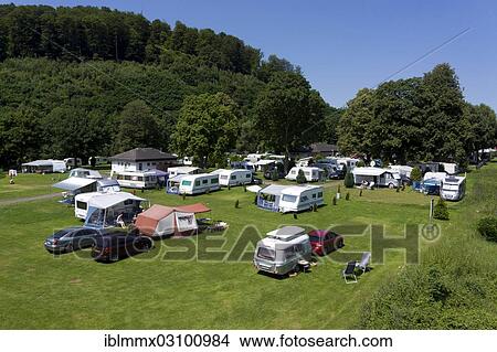 "Campsite with caravans, Hannoversch Munden, Lower Saxony, Germany, Europe" View Large Photo Image Picture - "Campsite with caravans, Hannoversch Munden, Lower Saxony, Germany, Europe". Fotosearch