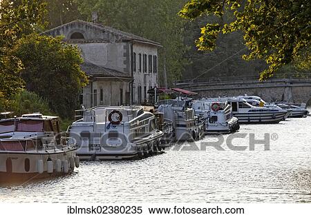 "Canal du Midi at Bram, restaurant with pier, Bram - Aude, Region Languedoc-Roussillon, France, Europe" View Large Photo Image Stock Photography - "Canal du Midi at Bram, restaurant with pier, Bram - Aude, Region Languedoc-Roussillon, France, Europe". Fotosearch