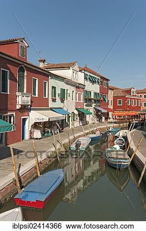 Canal with boats, Fondamenta degli Assassini, Burano, Venice, Veneto, Italy, Europe View Large Photo Image Stock Photograph - Canal with boats, Fondamenta degli Assassini, Burano, Venice, Veneto, Italy, Europe. Fotosearch