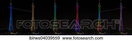 "Canton Tower, TV tower, with different illuminations at night, composite, Guangzhou, Guangdong, China, Asia" View Large Photo Image Stock Photo - "Canton Tower, TV tower, with different illuminations at night, composite, Guangzhou, Guangdong, China, Asia". Fotosearch