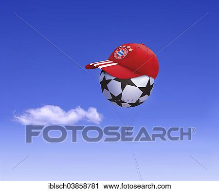 "Captive balloon, football with an FC Bayern Munich cap, against a cloud in a blue sky" View Large Photo Image Stock Image - "Captive balloon, football with an FC Bayern Munich cap, against a cloud in a blue sky". Fotosearch