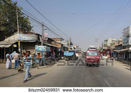 Stock Image - "Car journey through the town of Biratnagar, Terai region, Nepal, Asia". Fotosearch