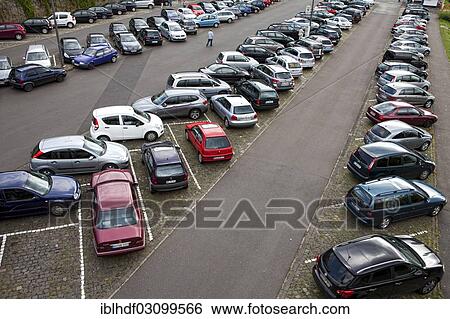 Stock Photograph - Car park with many parked cars. Fotosearch