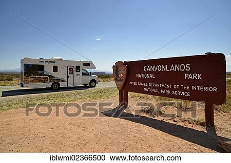 "Caravan beside the entrance sign, Island in the Sky District, Canyonlands National Park, Utah, United States of America, USA" View Large Photo Image Stock Image - "Caravan beside the entrance sign, Island in the Sky District, Canyonlands National Park, Utah, United States of America, USA". Fotosearch